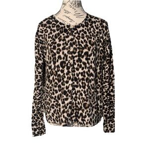 Old Navy 100% Cotton Cheetah Print Cardigan Women’s Sz L